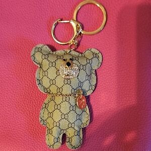 Bear Keychain with Gold Accents